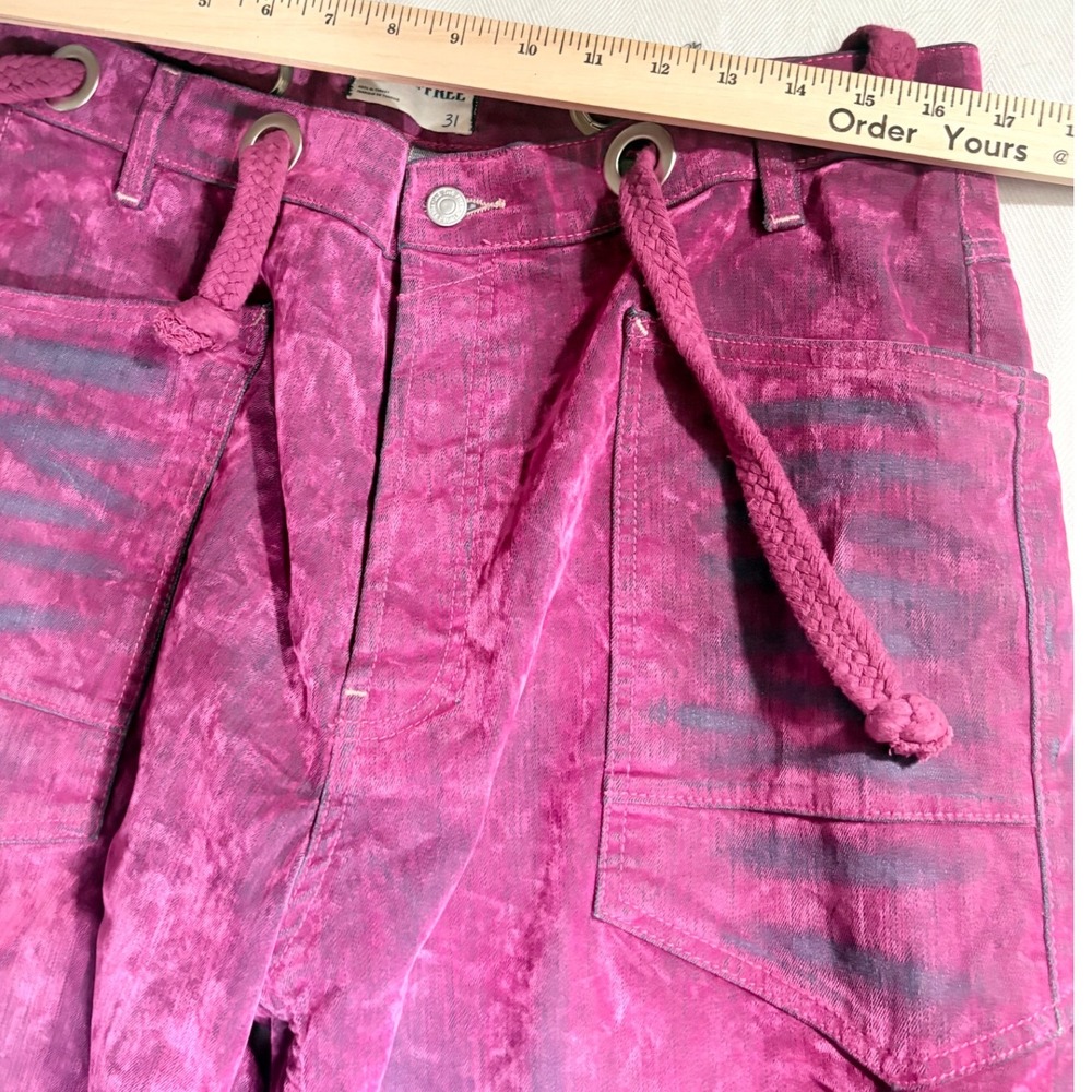 Free people Flocked Moxie Jeans Hot Pink size 31 firm - Picture 8 of 11